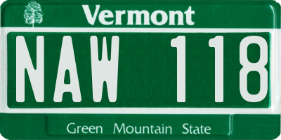 VT license plate NAW118