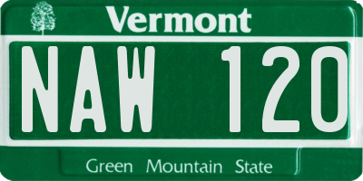 VT license plate NAW120