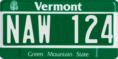 VT license plate NAW124