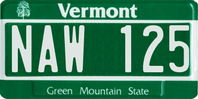 VT license plate NAW125