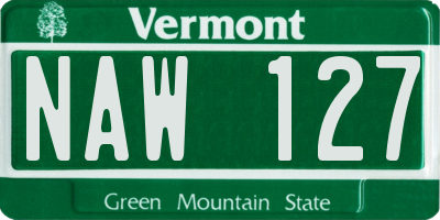 VT license plate NAW127