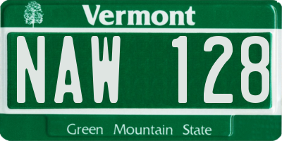 VT license plate NAW128