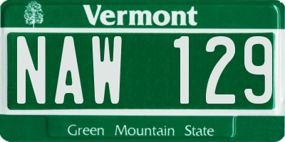 VT license plate NAW129