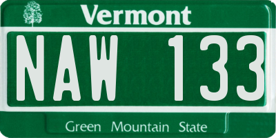 VT license plate NAW133