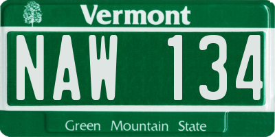 VT license plate NAW134