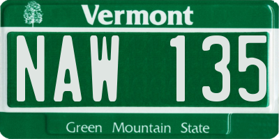 VT license plate NAW135