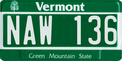 VT license plate NAW136