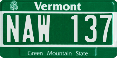 VT license plate NAW137