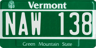 VT license plate NAW138