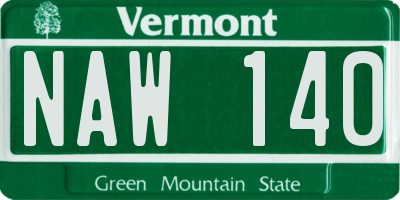 VT license plate NAW140
