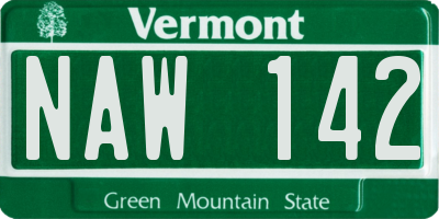 VT license plate NAW142