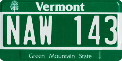 VT license plate NAW143