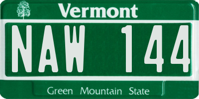 VT license plate NAW144