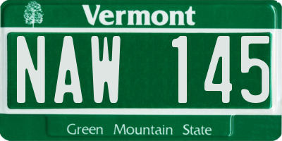 VT license plate NAW145