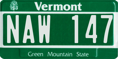 VT license plate NAW147