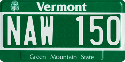 VT license plate NAW150