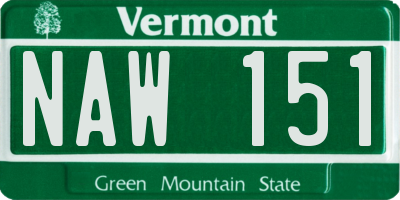 VT license plate NAW151
