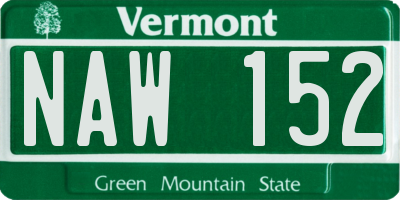 VT license plate NAW152