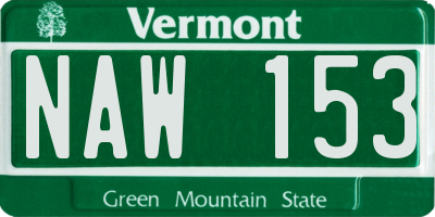 VT license plate NAW153