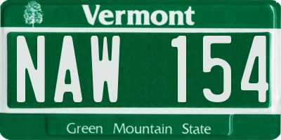 VT license plate NAW154