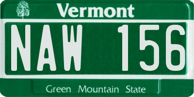 VT license plate NAW156
