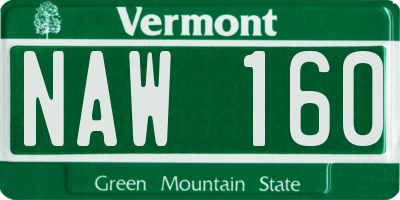 VT license plate NAW160