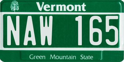 VT license plate NAW165