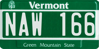 VT license plate NAW166