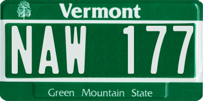 VT license plate NAW177