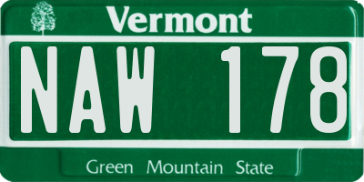 VT license plate NAW178
