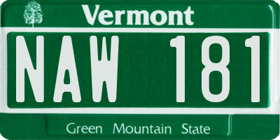 VT license plate NAW181