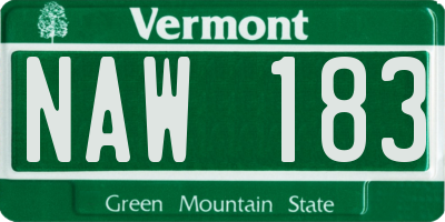 VT license plate NAW183