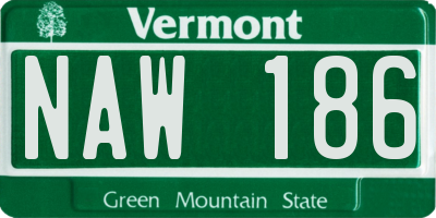 VT license plate NAW186