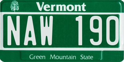 VT license plate NAW190
