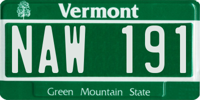 VT license plate NAW191