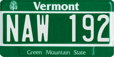 VT license plate NAW192