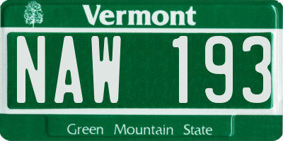 VT license plate NAW193