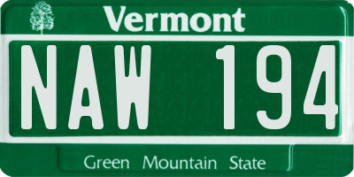 VT license plate NAW194