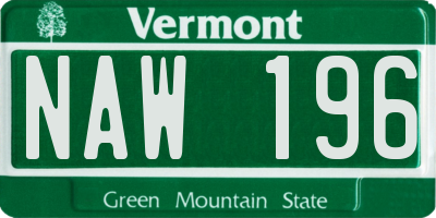VT license plate NAW196