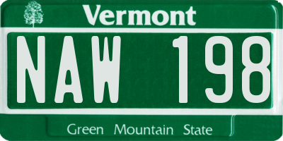 VT license plate NAW198