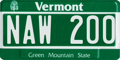 VT license plate NAW200