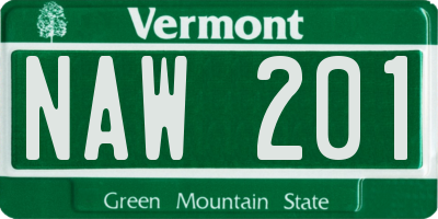 VT license plate NAW201