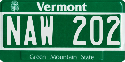 VT license plate NAW202