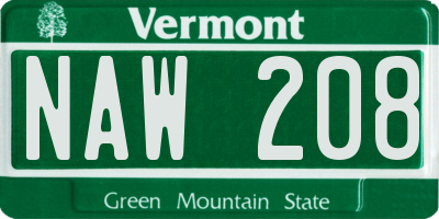 VT license plate NAW208