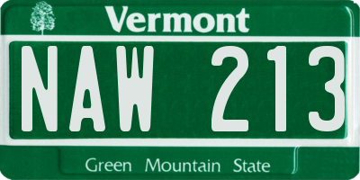 VT license plate NAW213