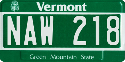 VT license plate NAW218