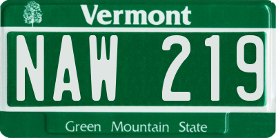 VT license plate NAW219