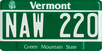 VT license plate NAW220