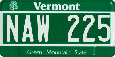 VT license plate NAW225