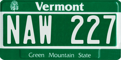 VT license plate NAW227